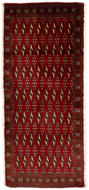 Turkaman-tæppe - 130 x 60 cm - rød