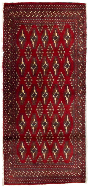 Turkaman-tæppe - 130 x 60 cm - rød