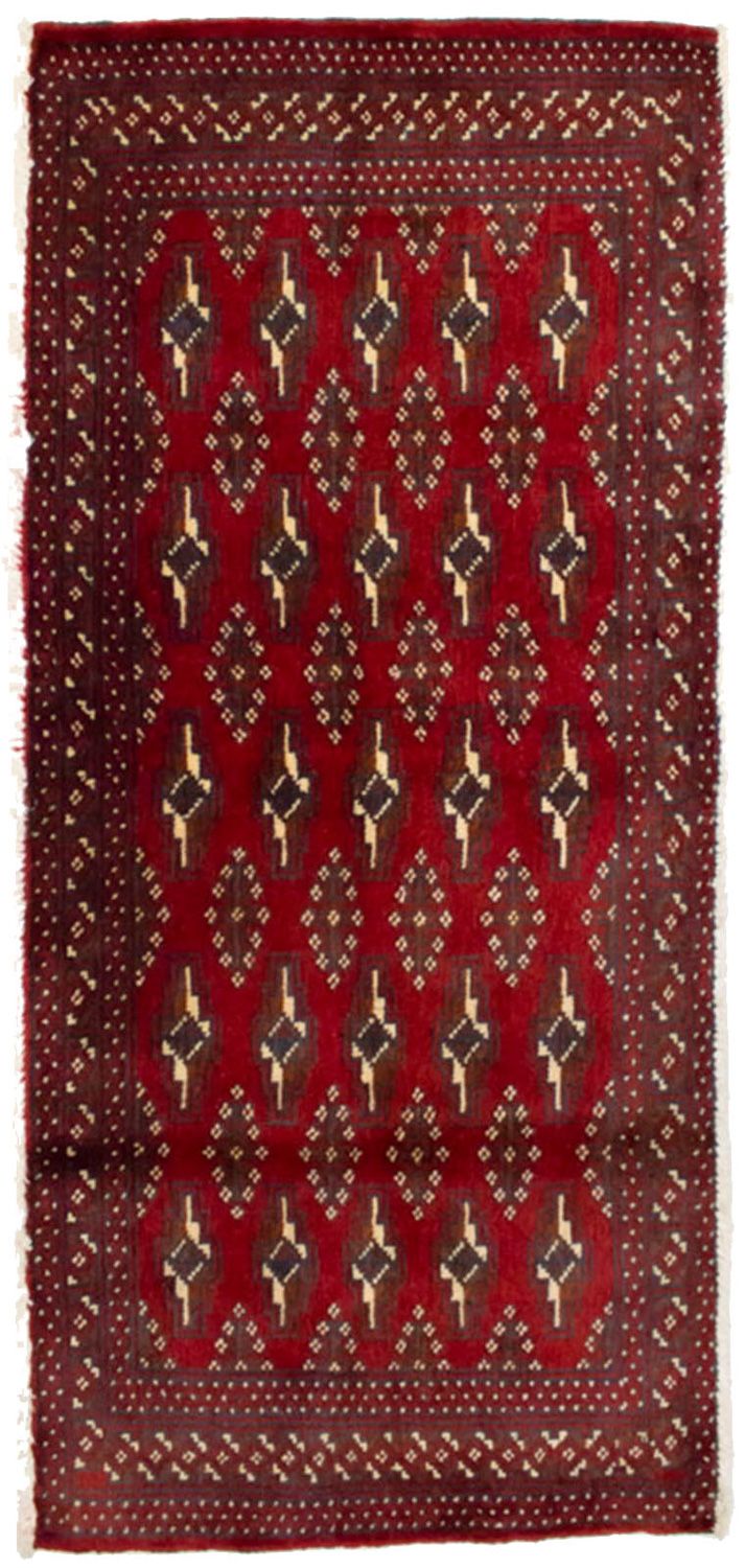 Turkaman-tæppe - 130 x 60 cm - rød