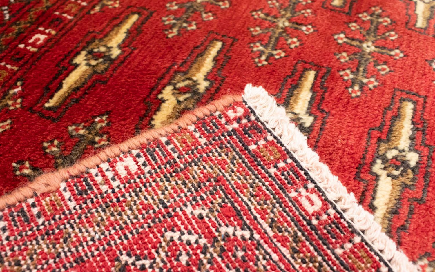 Turkaman-tæppe - 130 x 60 cm - rød
