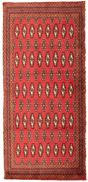 Turkaman-tæppe - 130 x 60 cm - rød