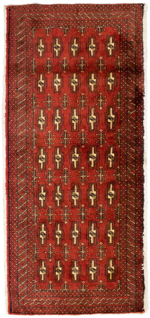 Turkaman-tæppe - 130 x 60 cm - rød