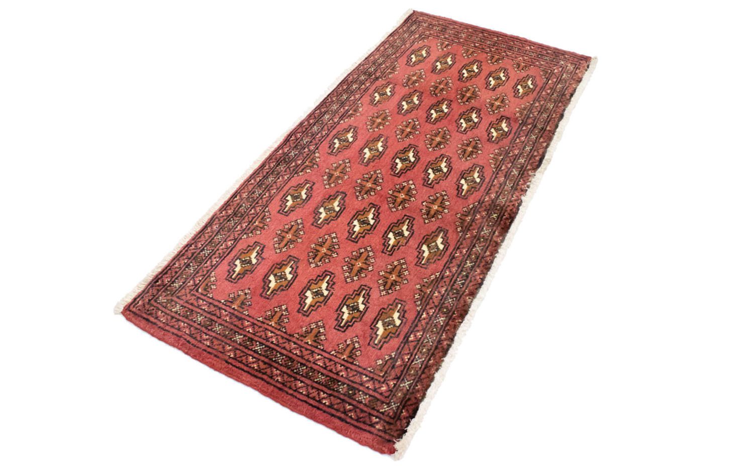Turkaman-tæppe - 130 x 60 cm - lysrød