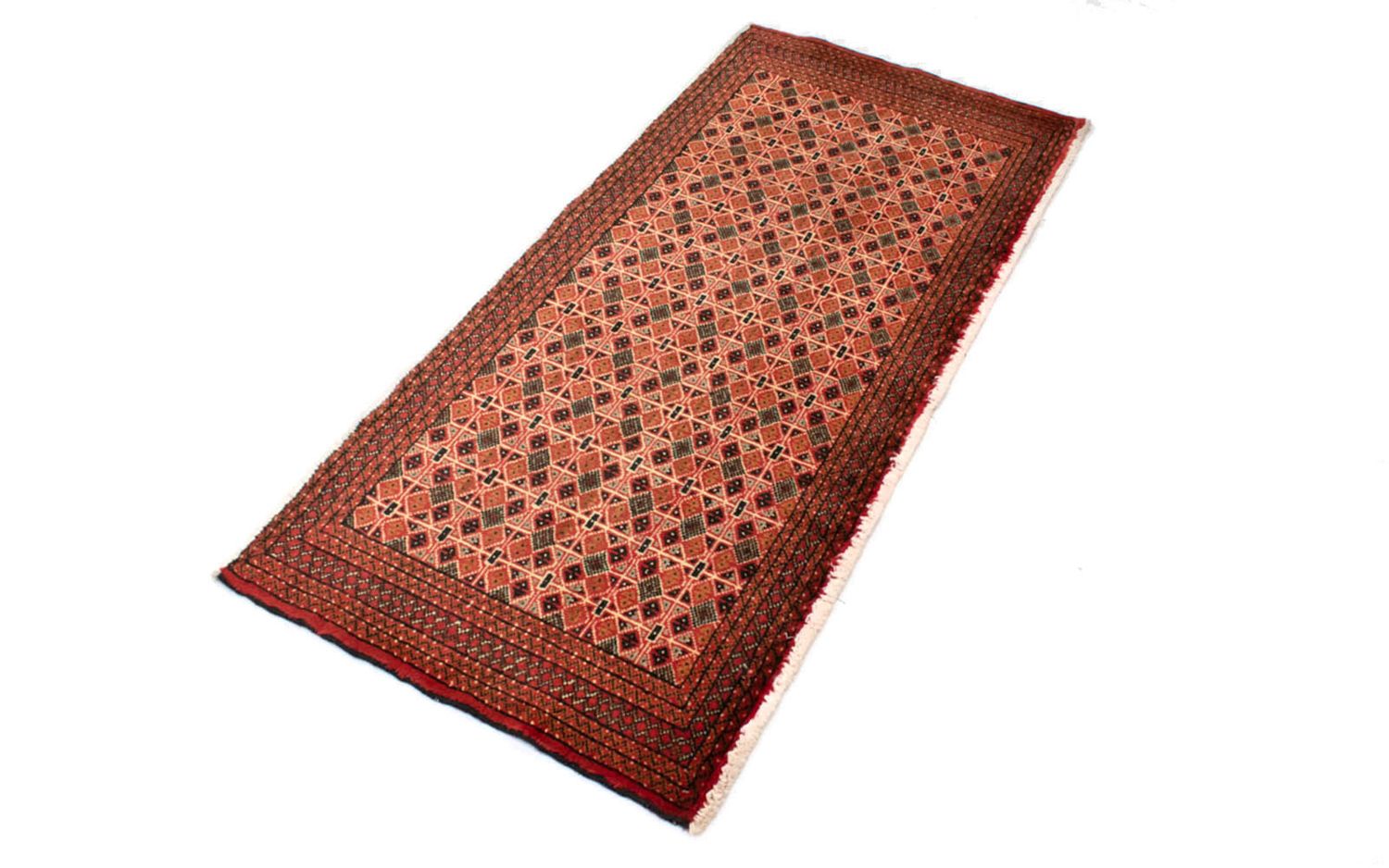 Turkaman-tæppe - 130 x 60 cm - lysrød