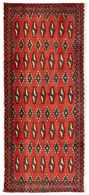 Turkaman-tæppe - 130 x 60 cm - rød