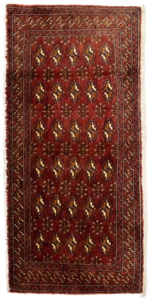 Turkaman-tæppe - 130 x 60 cm - rød