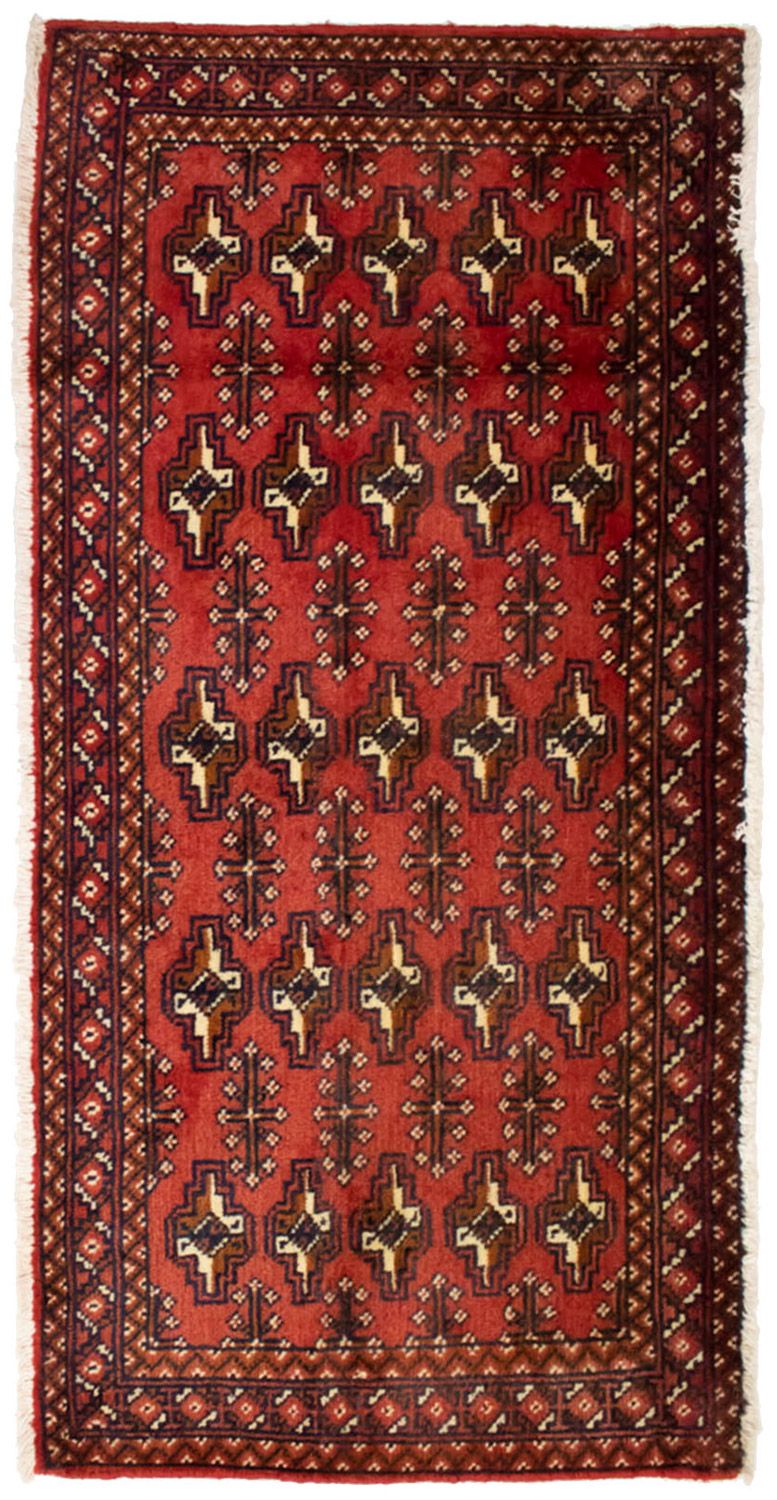 Turkaman-tæppe - 130 x 60 cm - rød