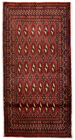 Turkaman-tæppe - 130 x 60 cm - rød