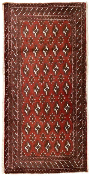Turkaman-tæppe - 130 x 60 cm - rød