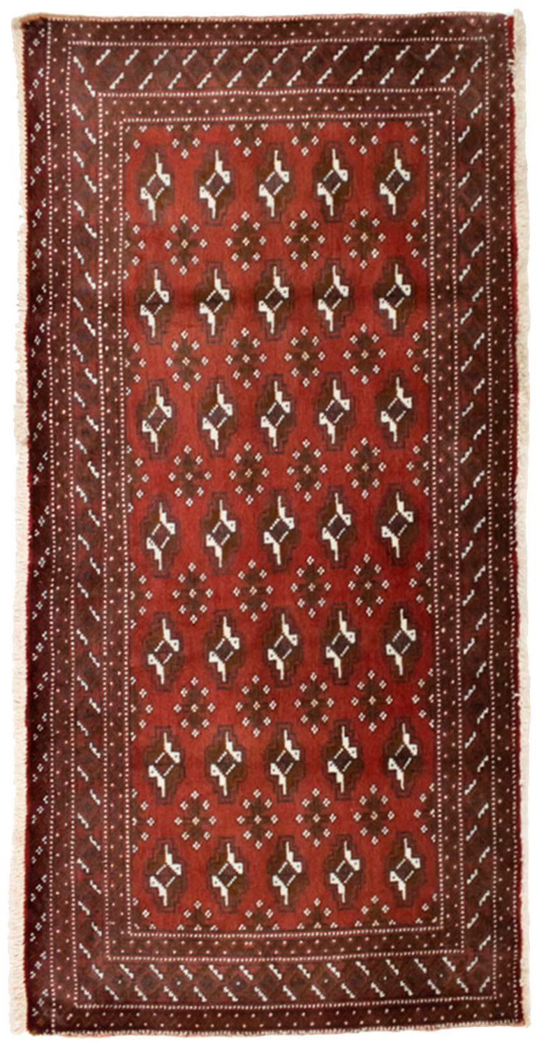 Turkaman-tæppe - 130 x 60 cm - rød