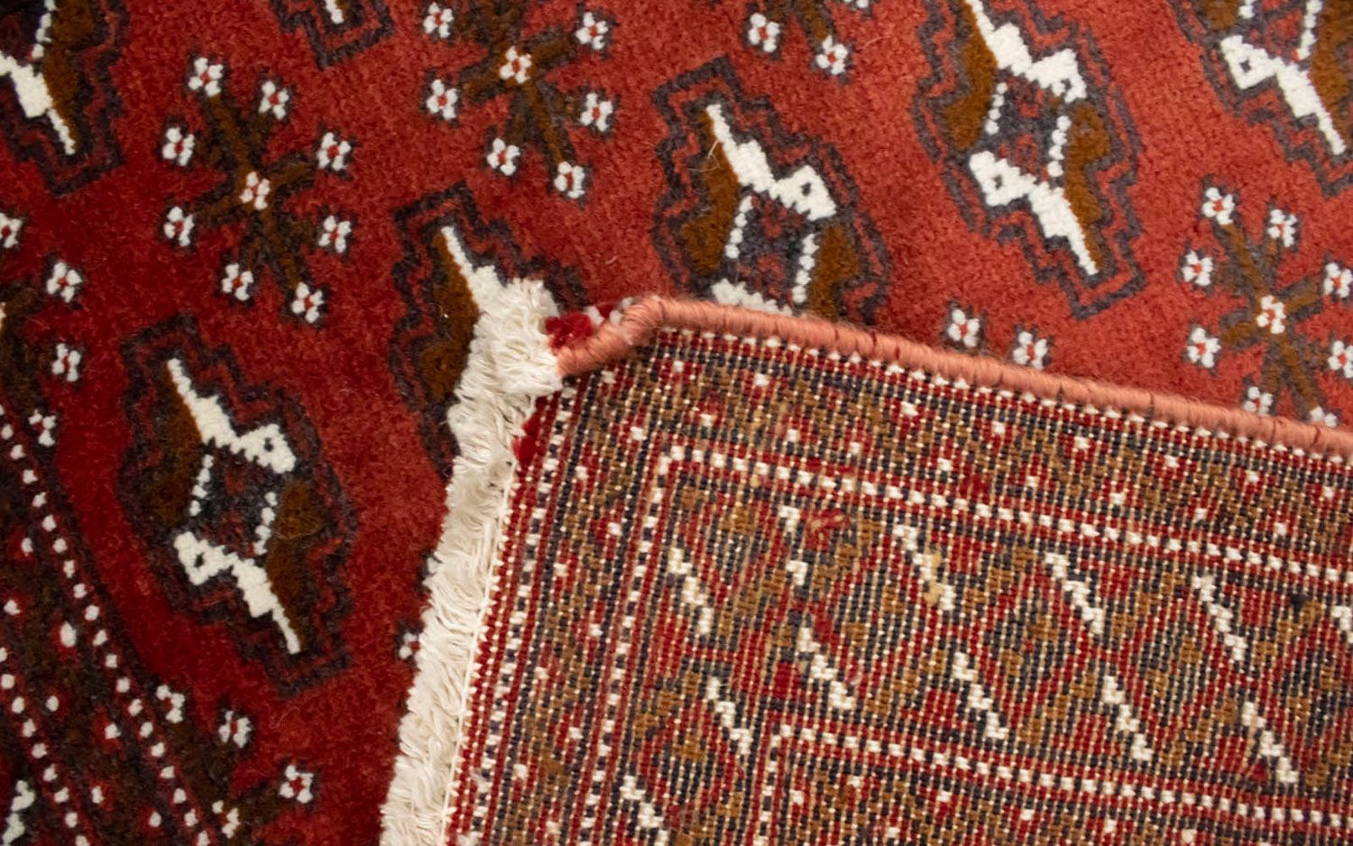 Turkaman-tæppe - 130 x 60 cm - rød
