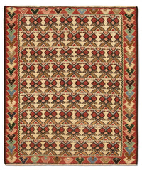 Kelim-tæppe - gammelt - 143 x 119 cm - beige
