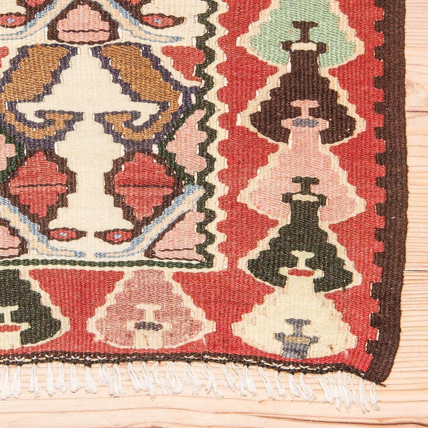 Kelim-tæppe - gammelt - 143 x 119 cm - beige