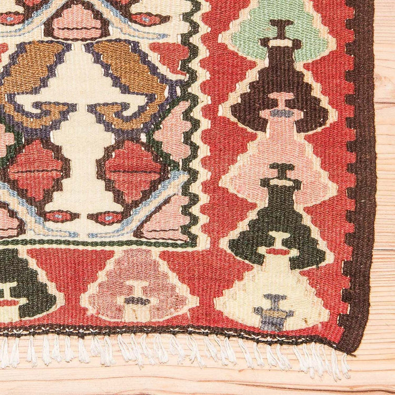 Kelim-tæppe - gammelt - 143 x 119 cm - beige