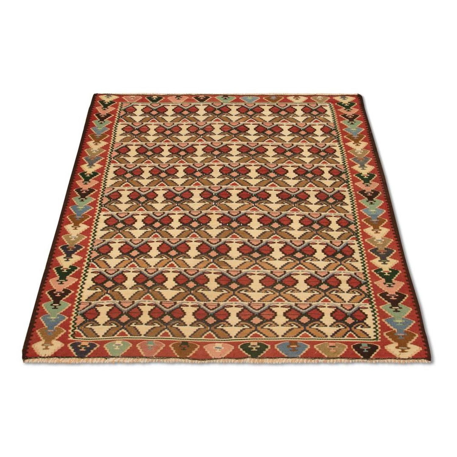Kelim-tæppe - gammelt - 143 x 119 cm - beige