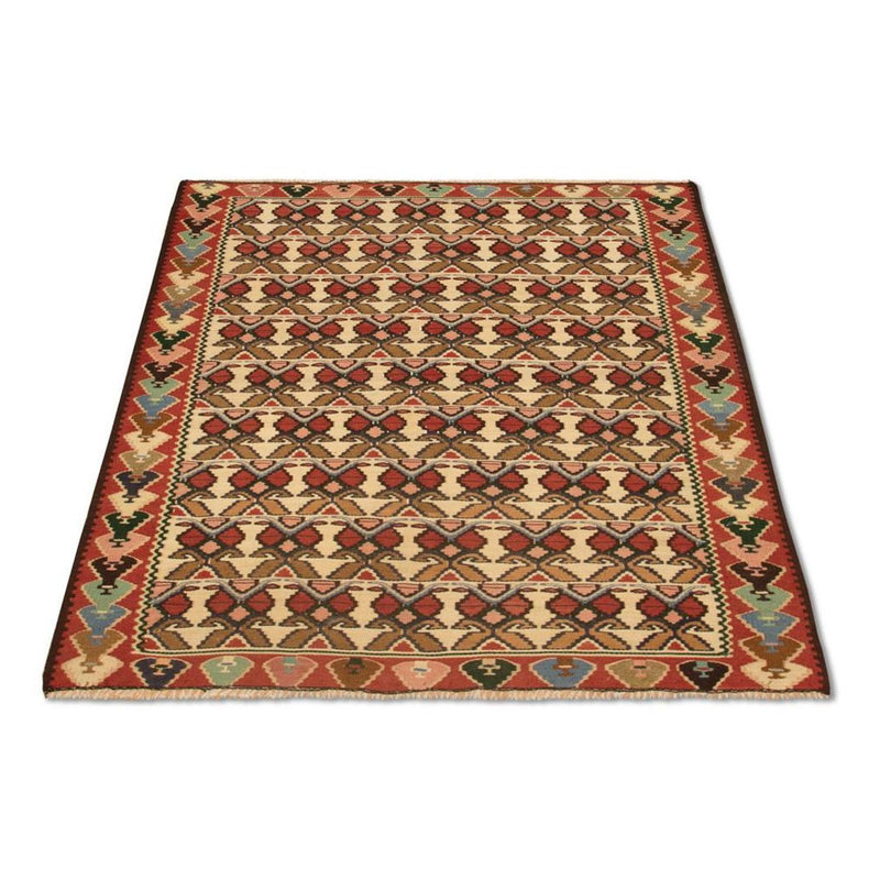 Kelim-tæppe - gammelt - 143 x 119 cm - beige