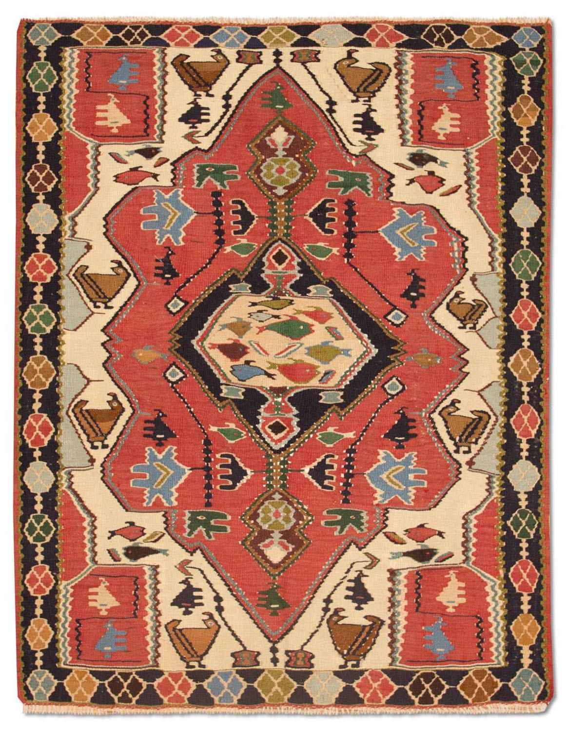 Kelim-tæppe - orientalsk - 147 x 112 cm - rød