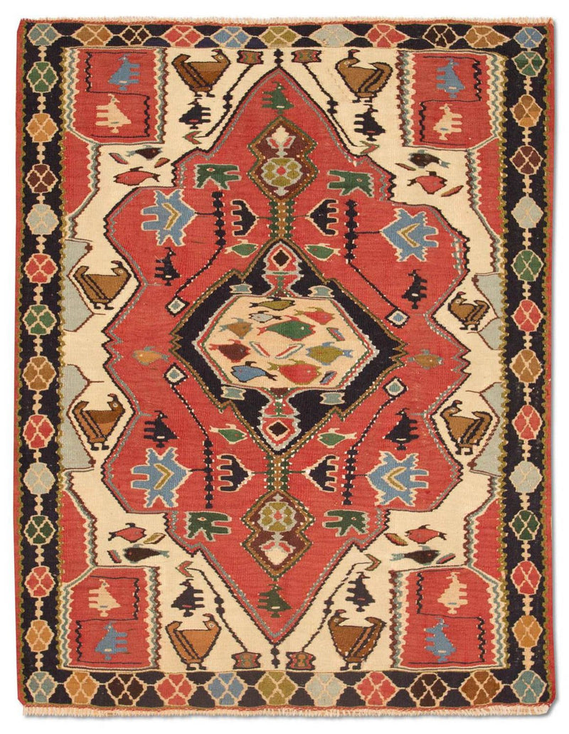 Kelim-tæppe - orientalsk - 147 x 112 cm - rød