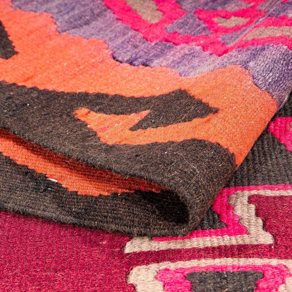 Løber Kelim-tæppe - gammelt - 390 x 141 cm - flerfarvet