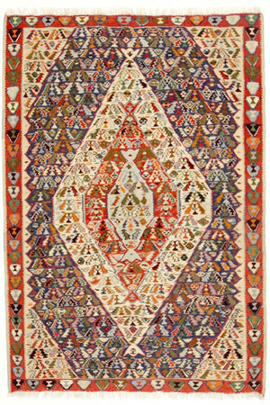 Kelim-tæppe - gammelt - 153 x 119 cm - blå