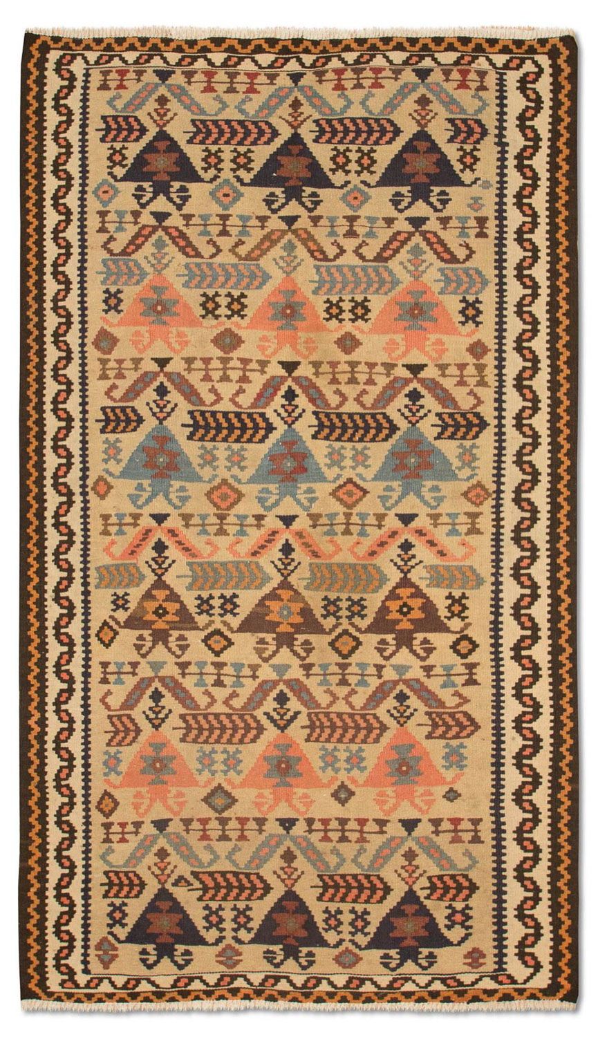 Løber Kelim-tæppe - gammelt - 195 x 108 cm - beige