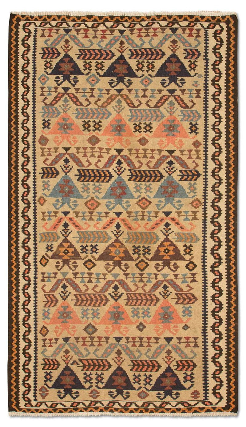 Løber Kelim-tæppe - gammelt - 195 x 108 cm - beige