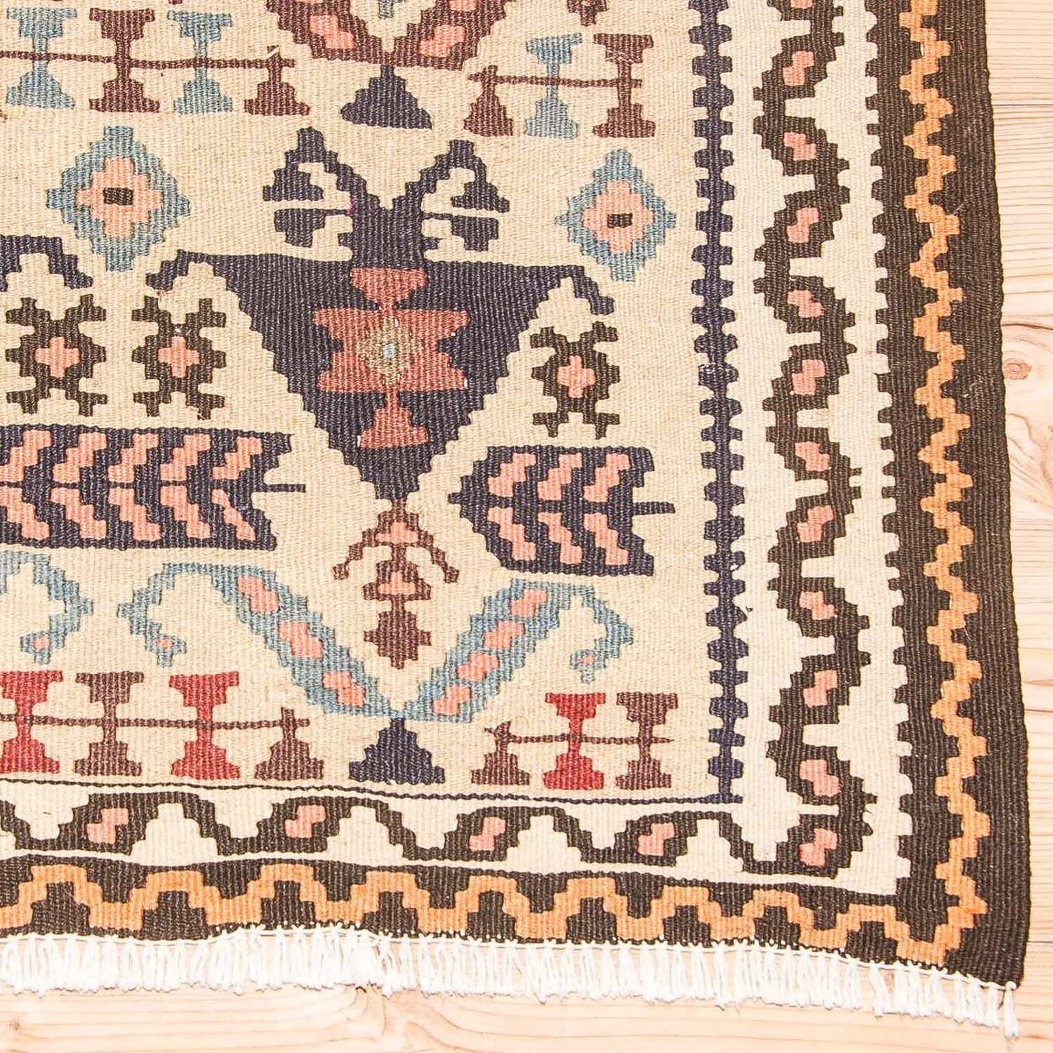 Løber Kelim-tæppe - gammelt - 195 x 108 cm - beige