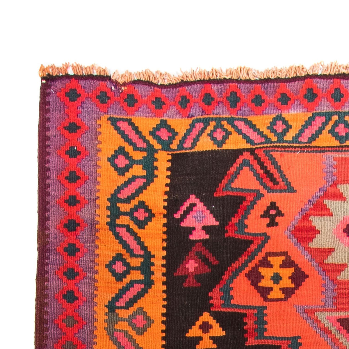 Løber Kelim-tæppe - gammelt - 335 x 150 cm - flerfarvet