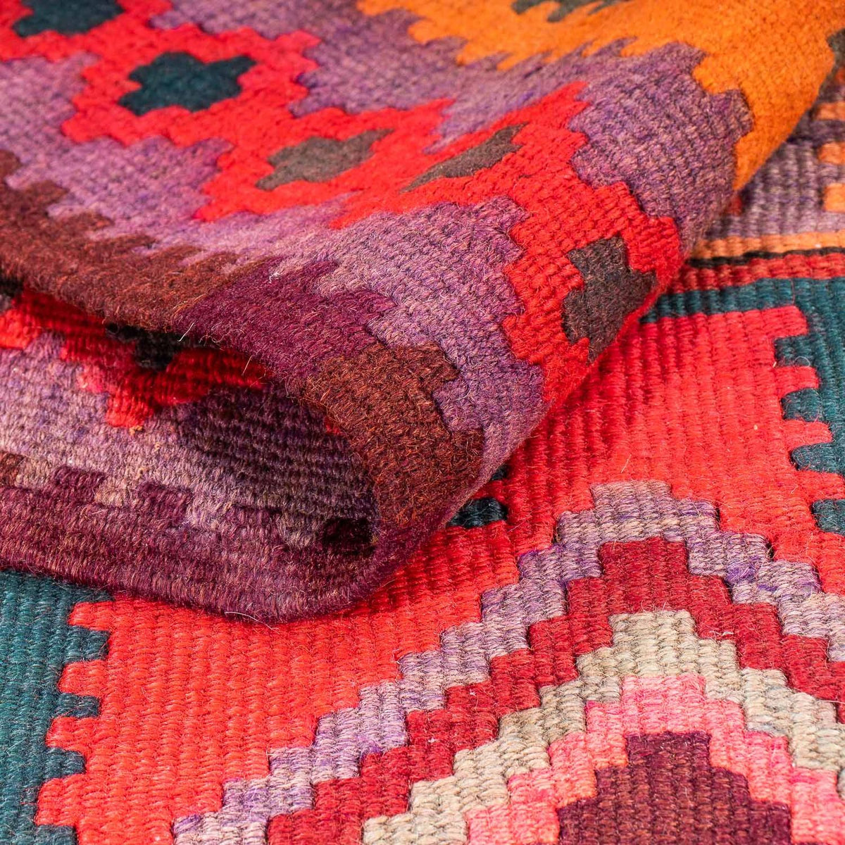 Løber Kelim-tæppe - gammelt - 335 x 150 cm - flerfarvet