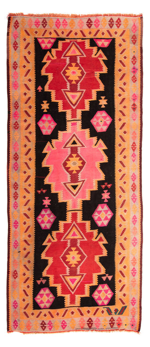 Løber Kelim-tæppe - gammelt - 330 x 150 cm - flerfarvet