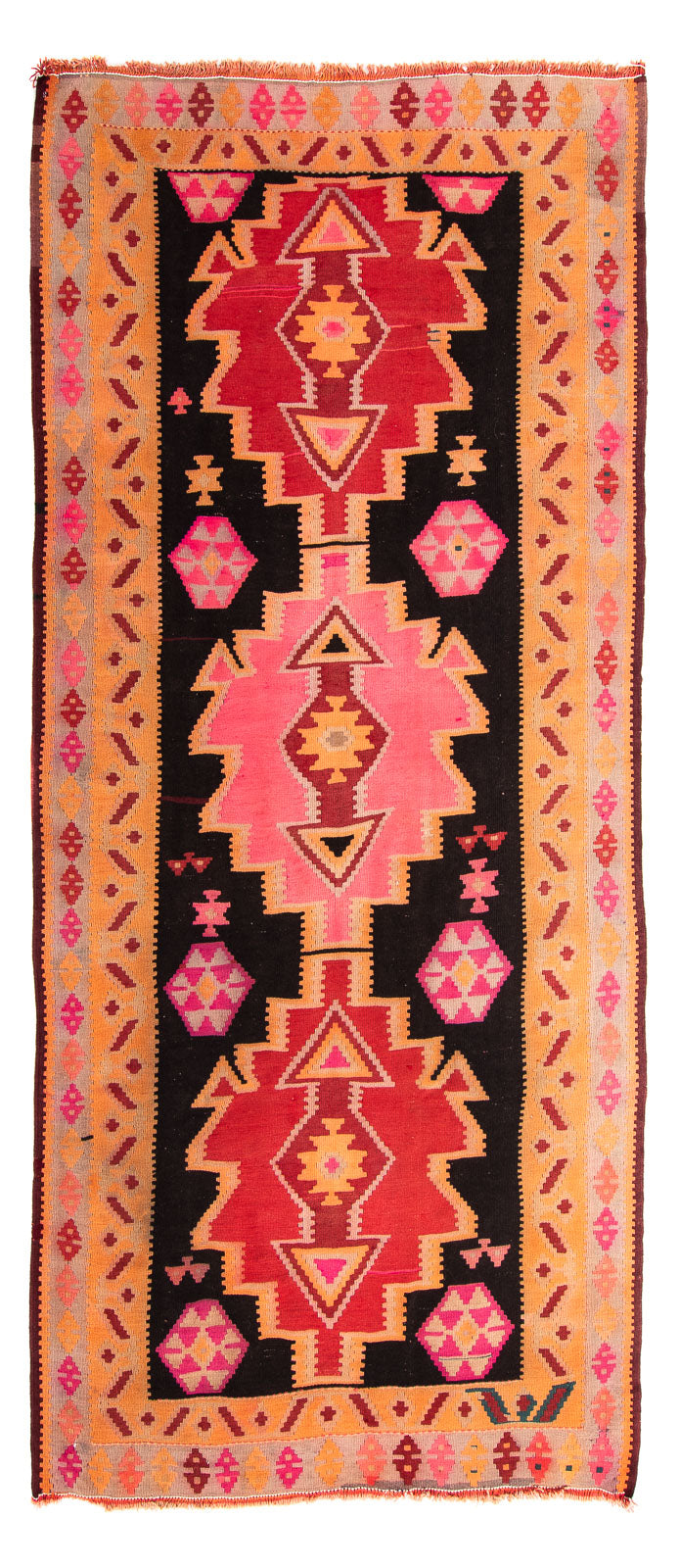 Løber Kelim-tæppe - gammelt - 330 x 150 cm - flerfarvet
