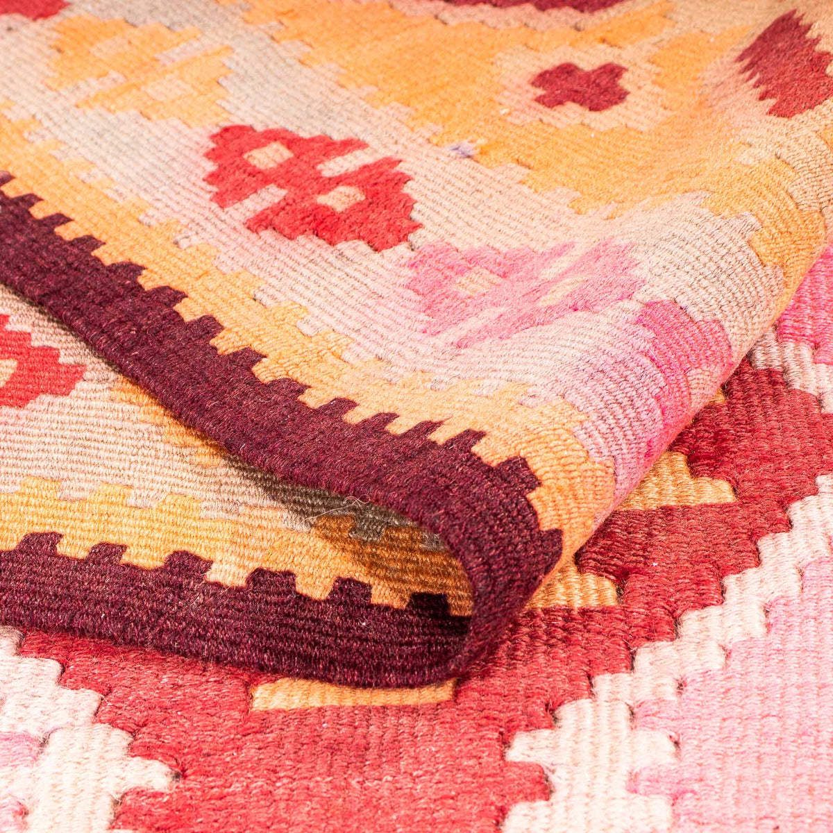 Løber Kelim-tæppe - gammelt - 330 x 150 cm - flerfarvet