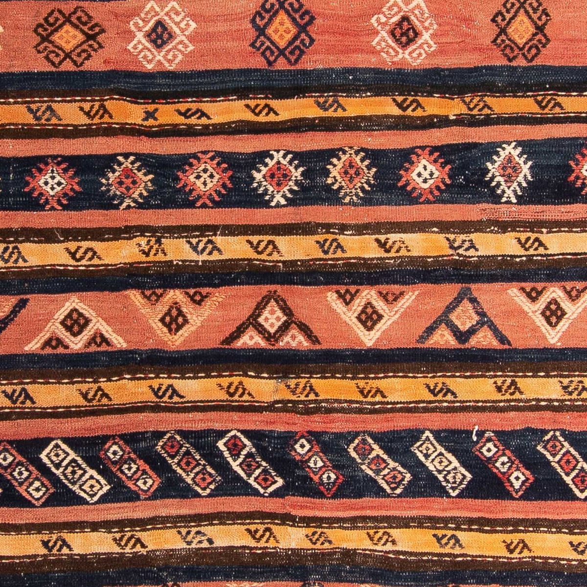 Kelim-tæppe - gammelt - 270 x 160 cm - flerfarvet