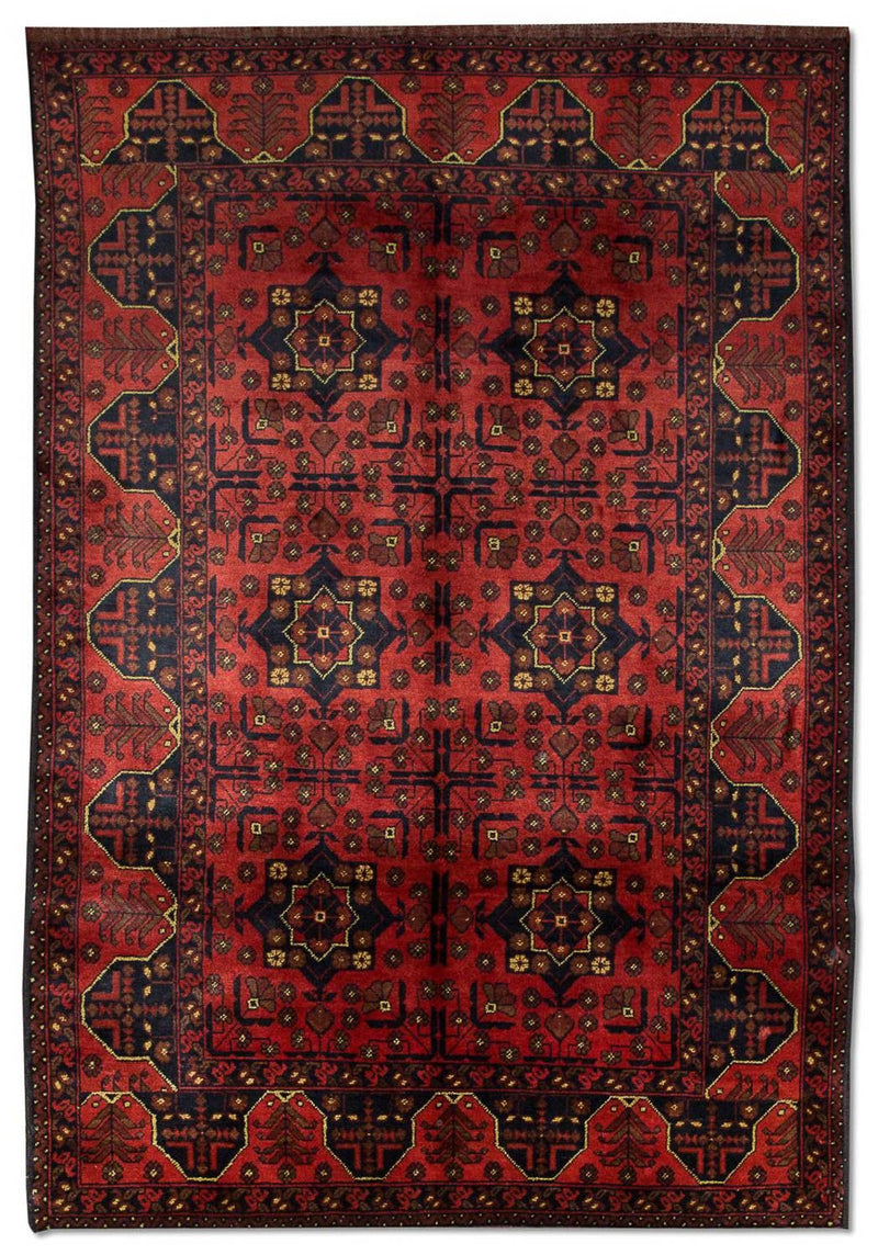 Afghansk tæppe - Kunduz - 196 x 124 cm - rød
