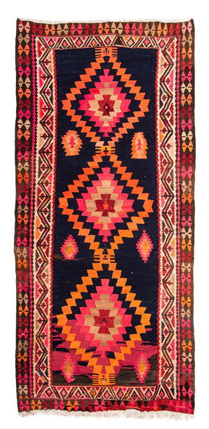 Kelim-tæppe - gammelt - 290 x 153 cm - flerfarvet