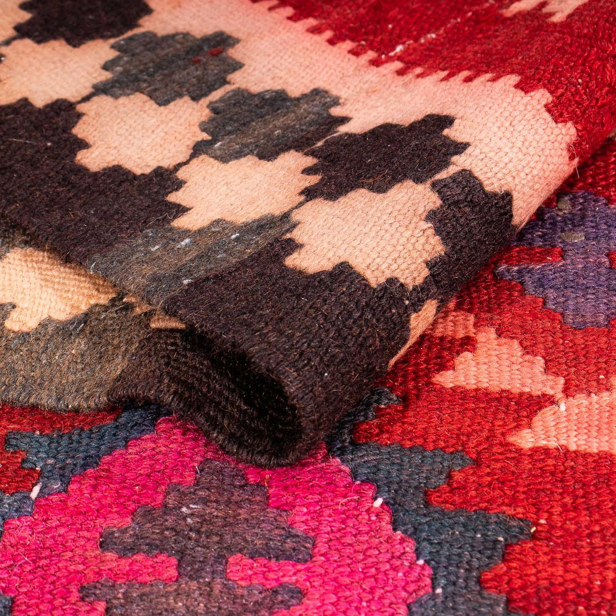 Løber Kelim-tæppe - gammelt - 350 x 150 cm - flerfarvet