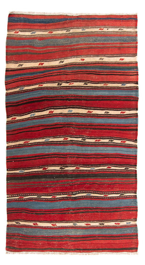 Løber Kelim-tæppe - gammelt - 250 x 140 cm - flerfarvet