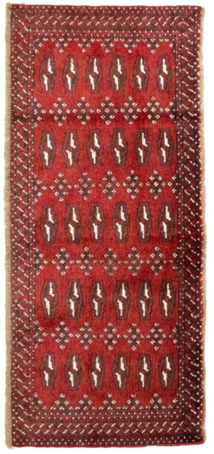 Turkaman-tæppe - 130 x 60 cm - rød