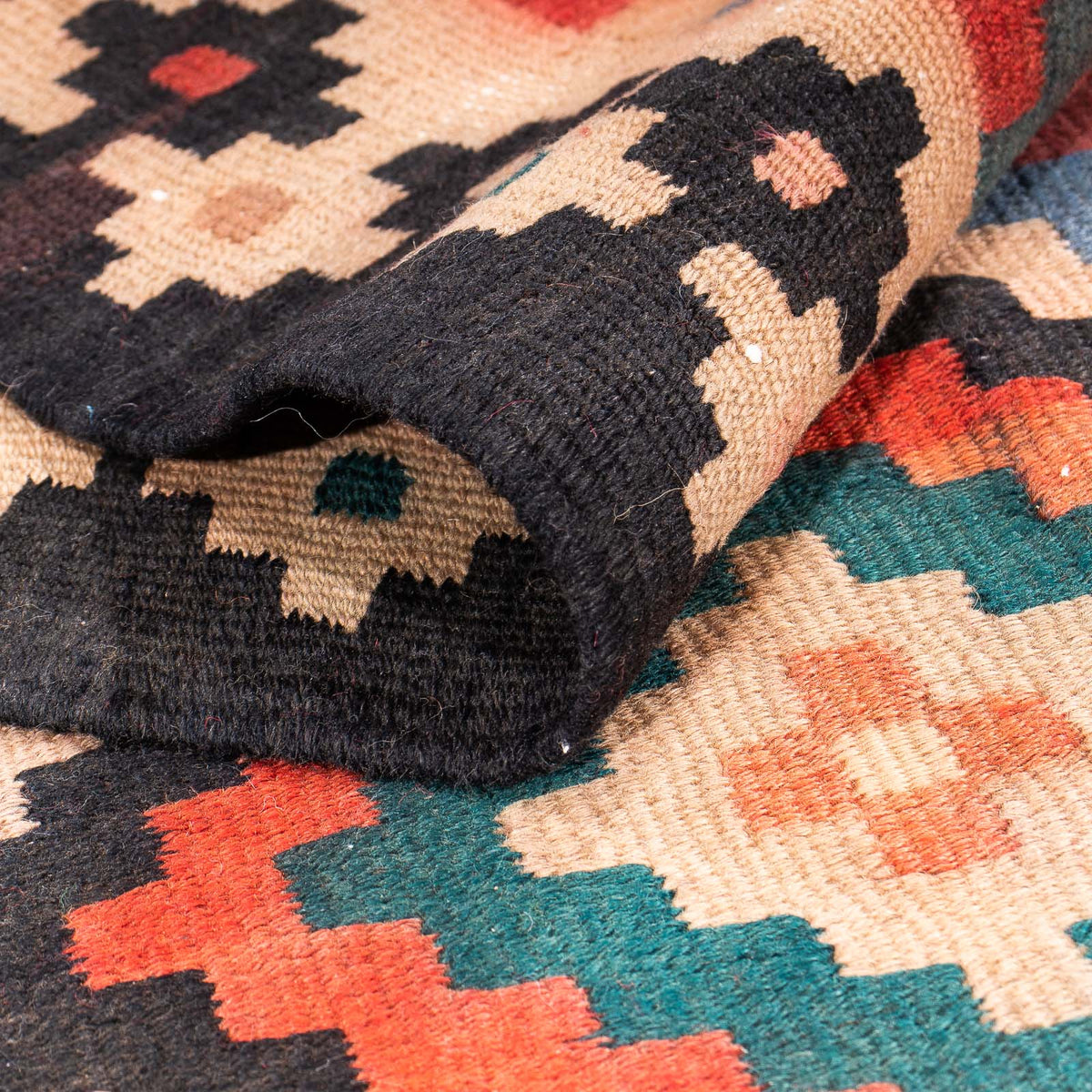 Løber Kelim-tæppe - gammelt - 225 x 112 cm - flerfarvet