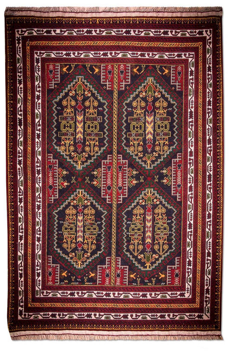 Afghansk tæppe - 145 x 92 cm - blå