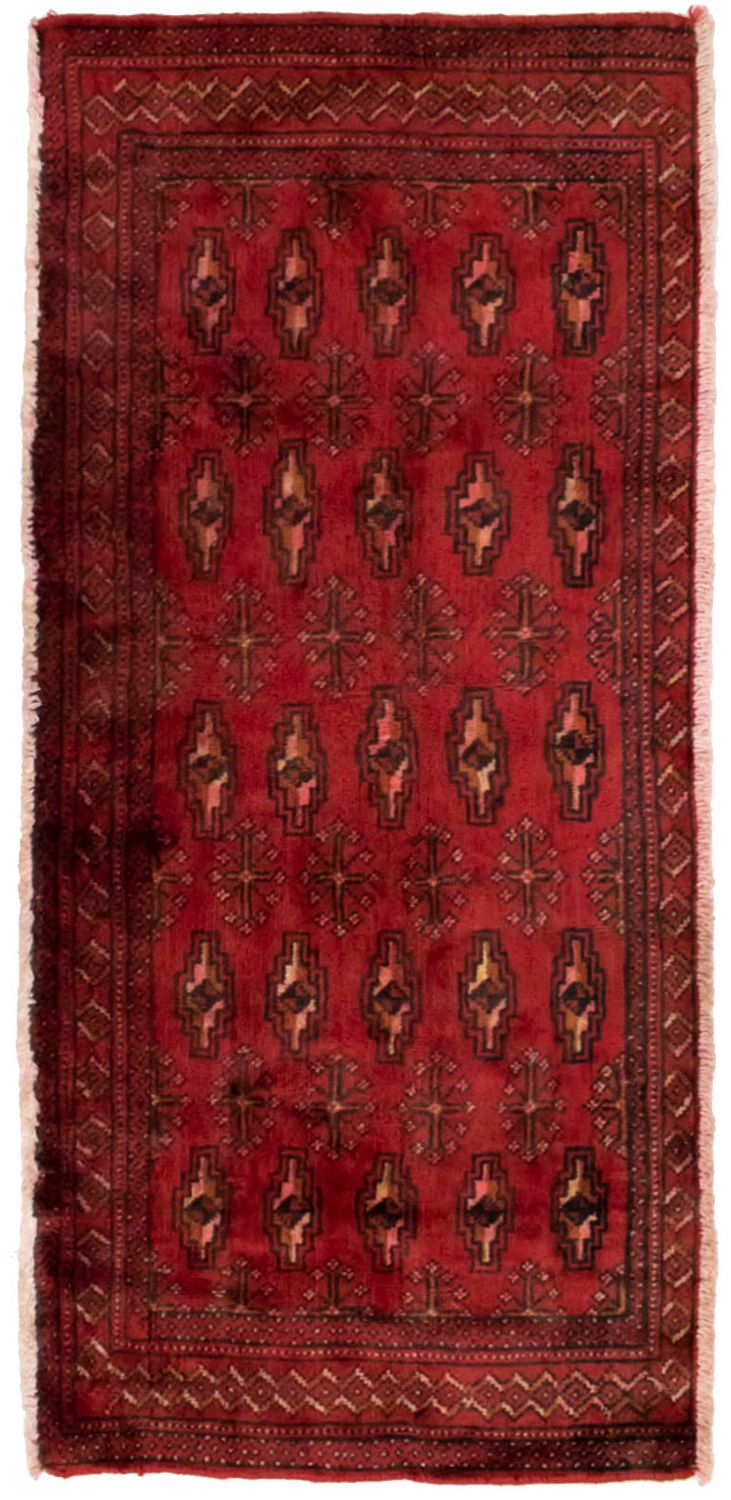 Turkaman-tæppe - 130 x 60 cm - rød