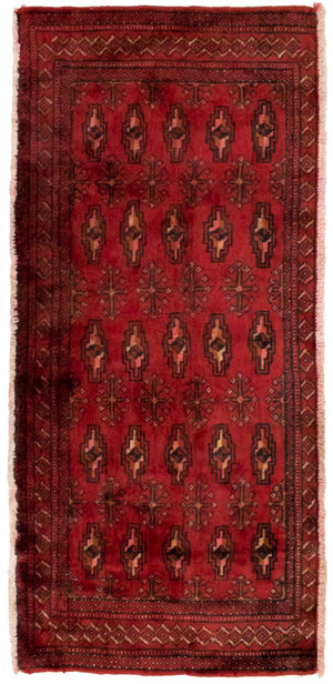 Turkaman-tæppe - 130 x 60 cm - rød