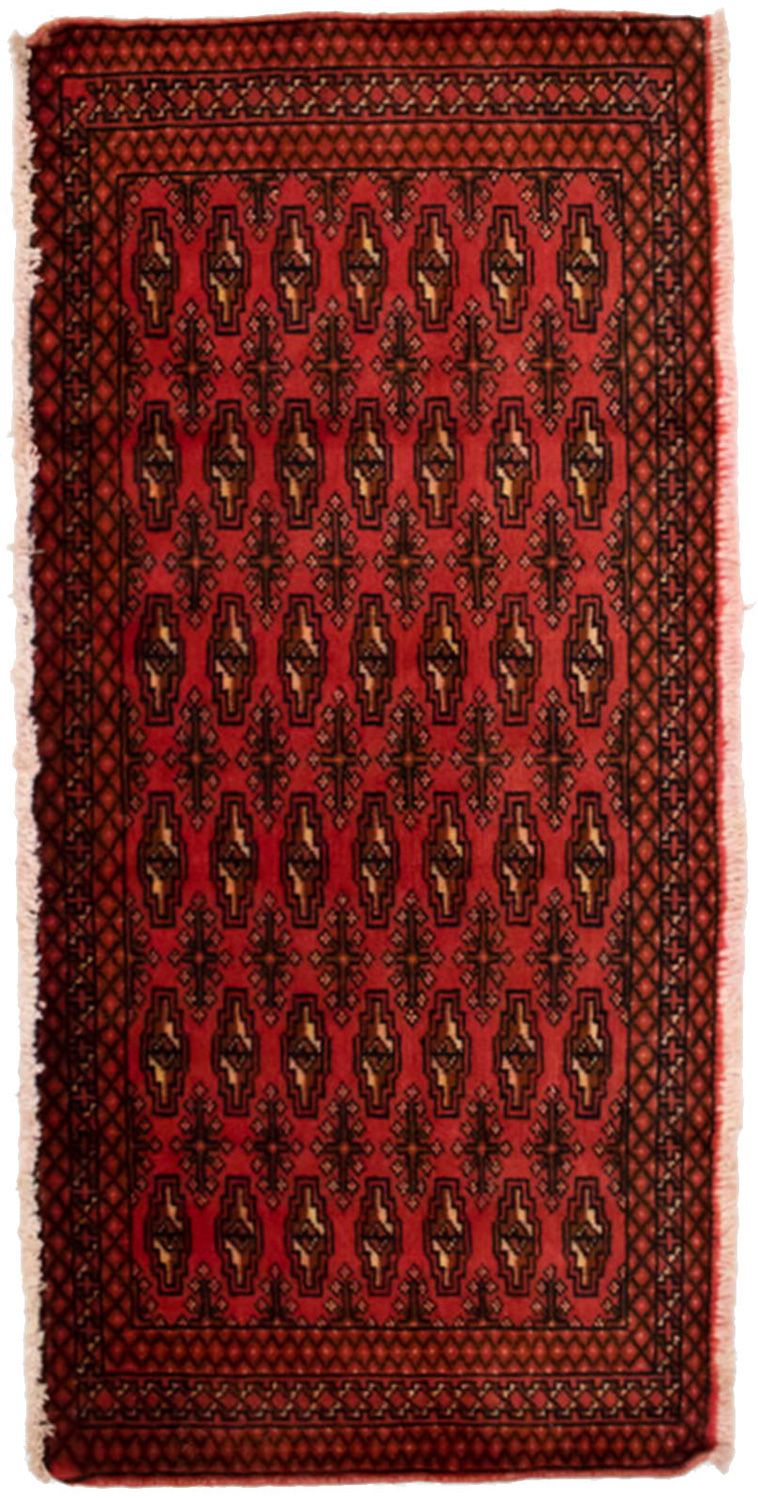 Turkaman-tæppe - 130 x 60 cm - rød