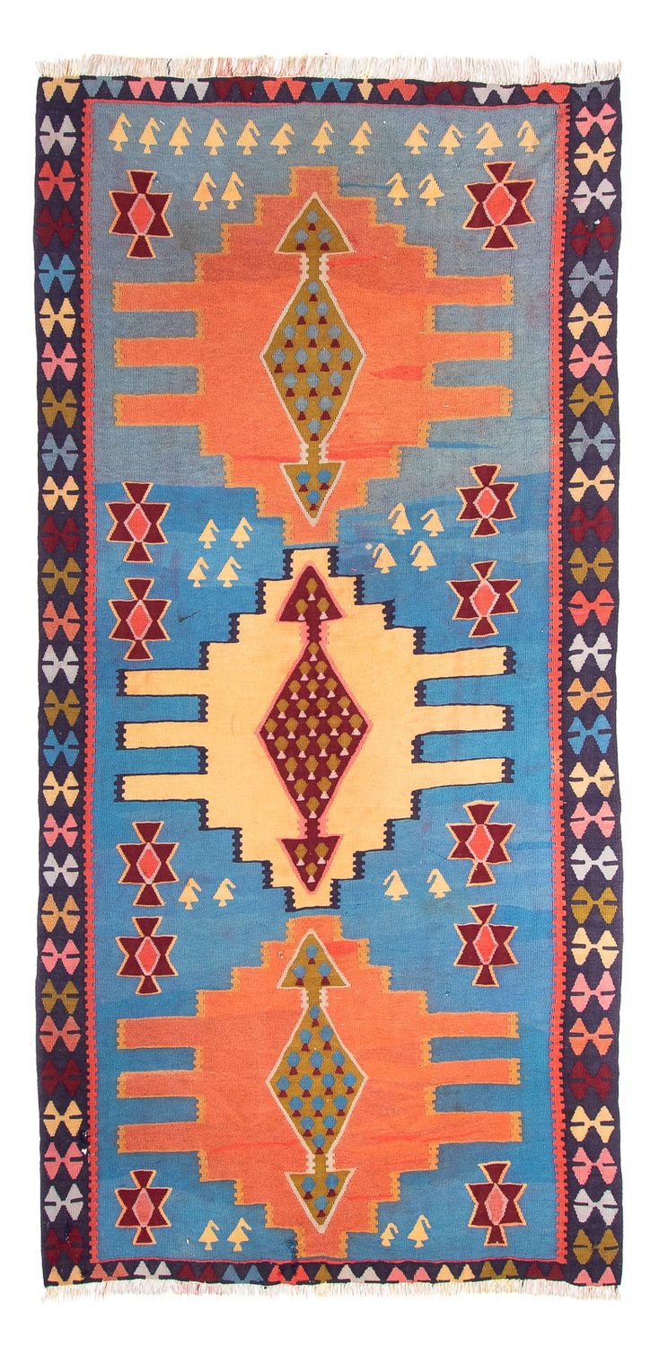 Løber Kelim-tæppe - gammelt - 280 x 140 cm - flerfarvet