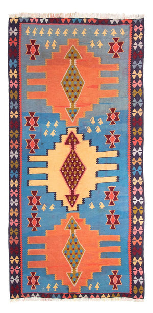 Løber Kelim-tæppe - gammelt - 280 x 140 cm - flerfarvet