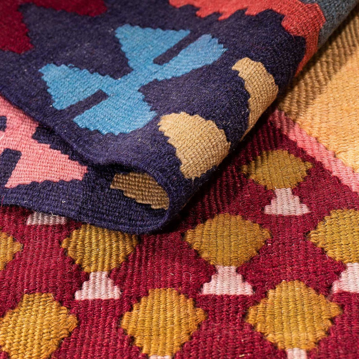 Løber Kelim-tæppe - gammelt - 280 x 140 cm - flerfarvet