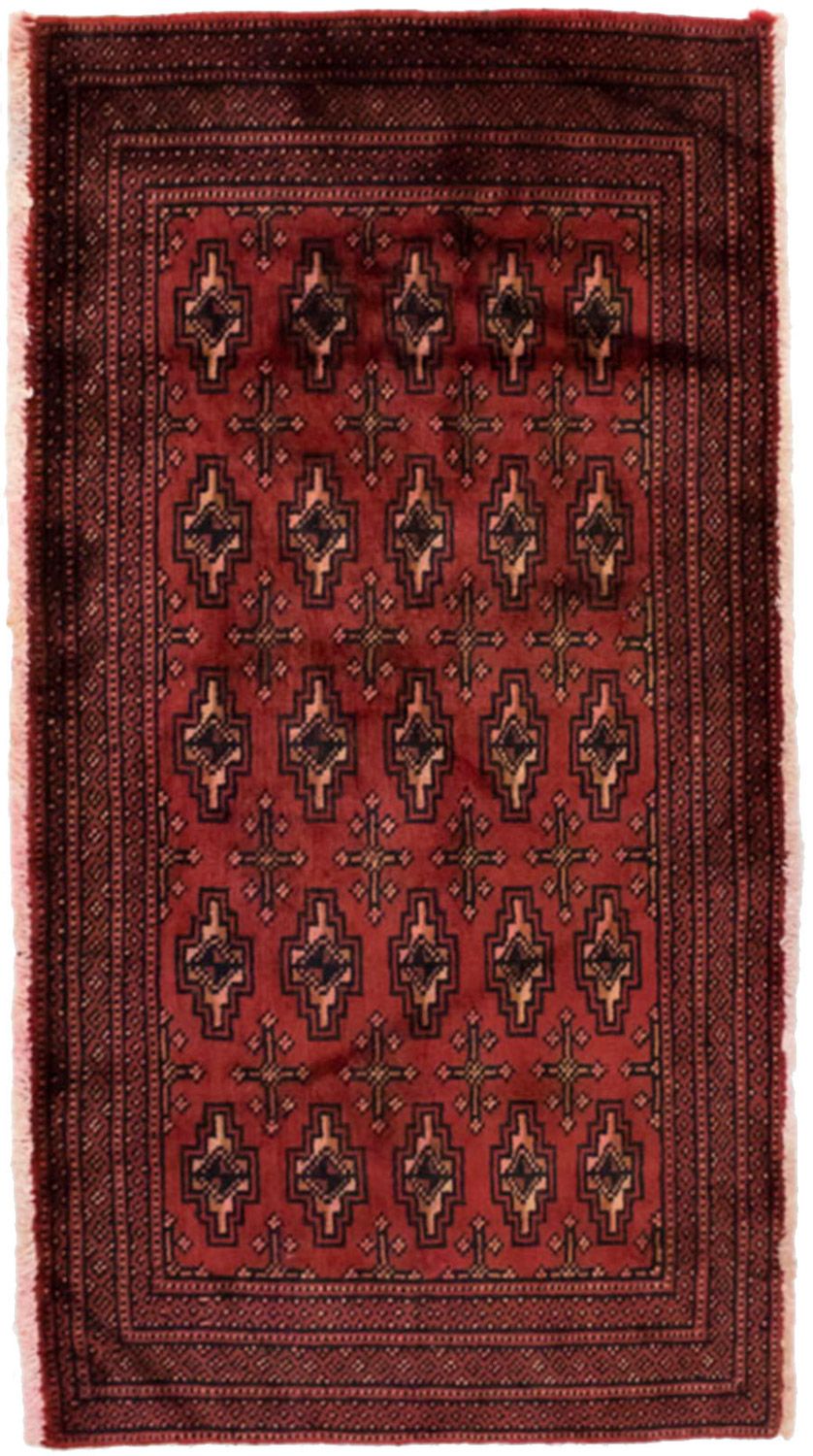 Turkaman-tæppe - 130 x 60 cm - rød
