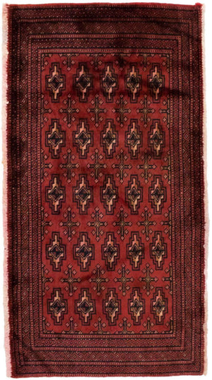 Turkaman-tæppe - 130 x 60 cm - rød
