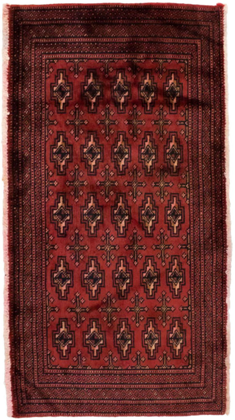 Turkaman-tæppe - 130 x 60 cm - rød