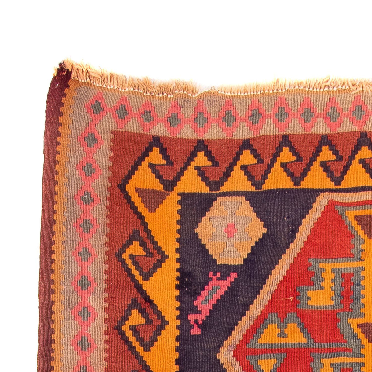 Løber Kelim-tæppe - gammelt - 340 x 155 cm - flerfarvet